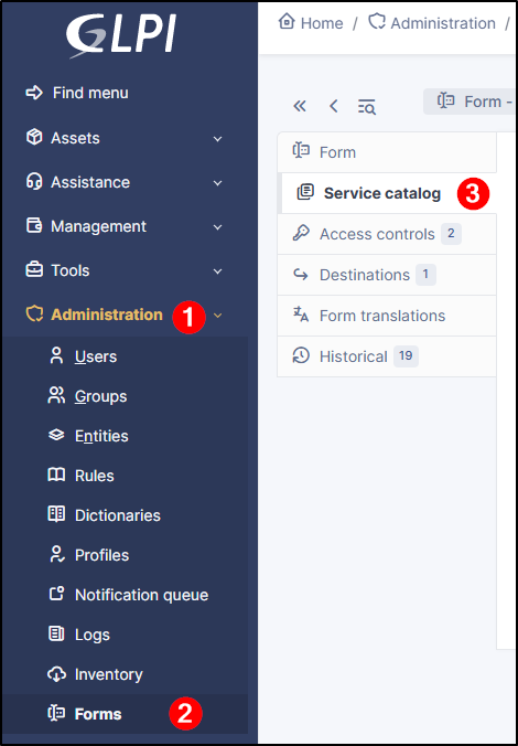 Form Service catalog tab